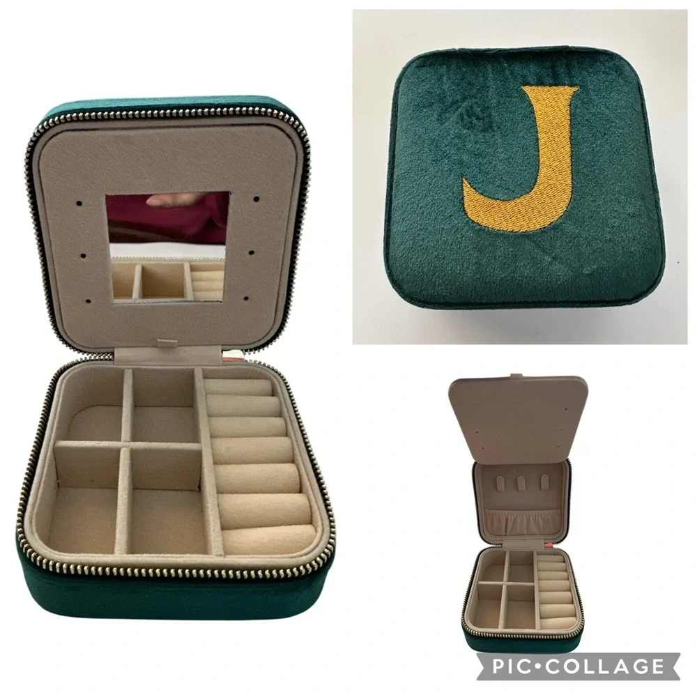 Initial “J” Jewelry Green Travel Small Box Organizer BNWOT